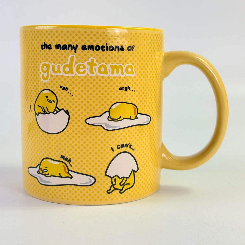 Sanrio Gudetama Mug 20oz Yellow Ceramic The Many Emotions of Gudetama Excellent